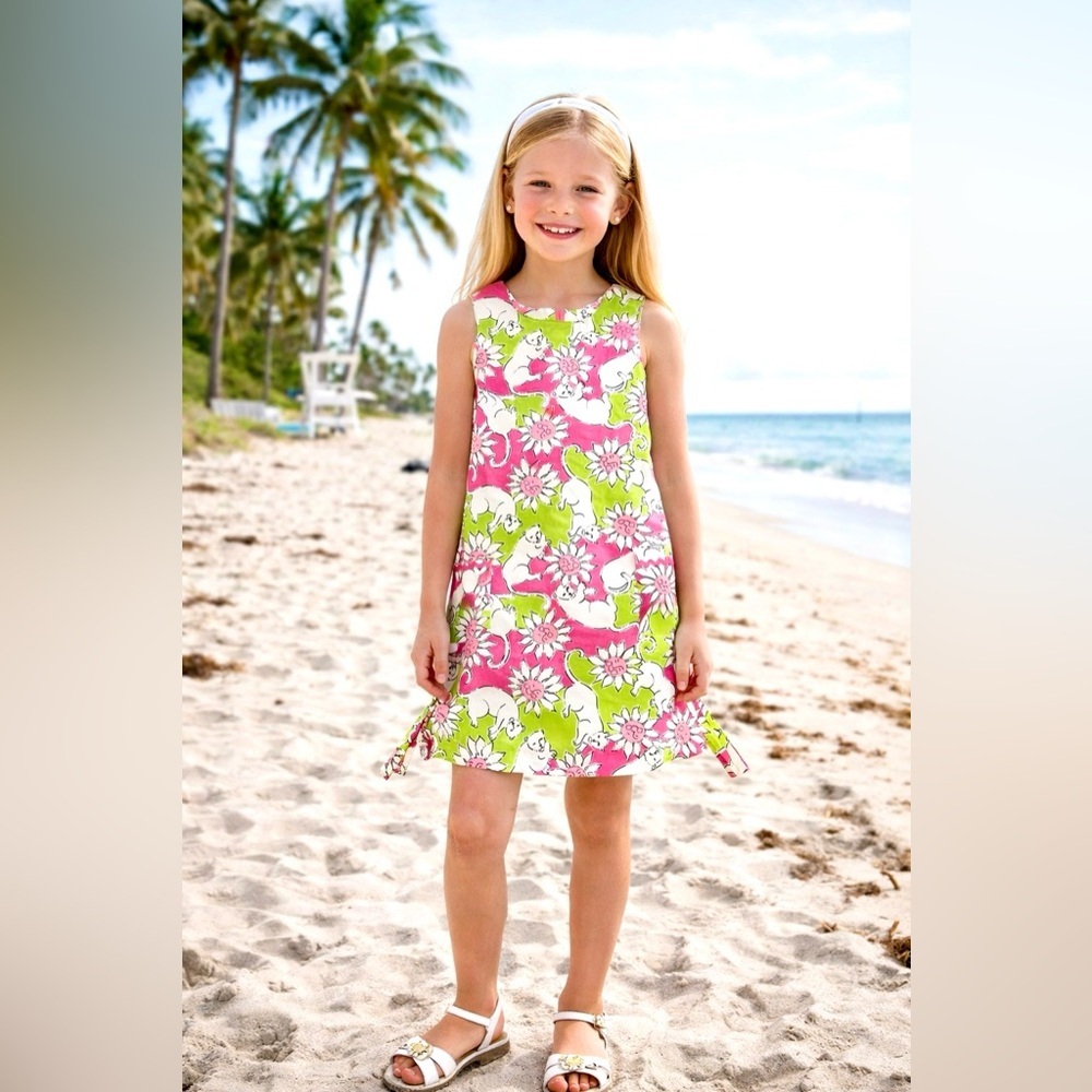 Lilly Pulitzer Panther and Sun Neon Picketed Sleeveless Shift Dress